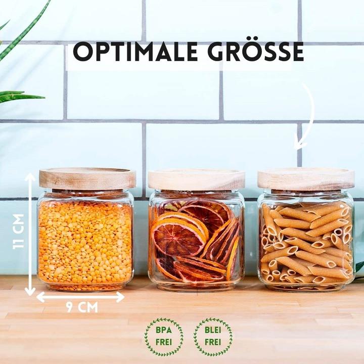 Actual product image Econovo Storage jar with lid square 600ml 3 pieces (0.60 l)