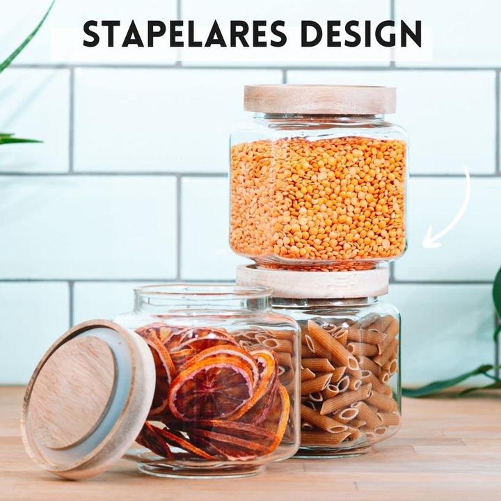 Actual product image Econovo Storage jar with lid square 600ml 3 pieces (0.60 l)