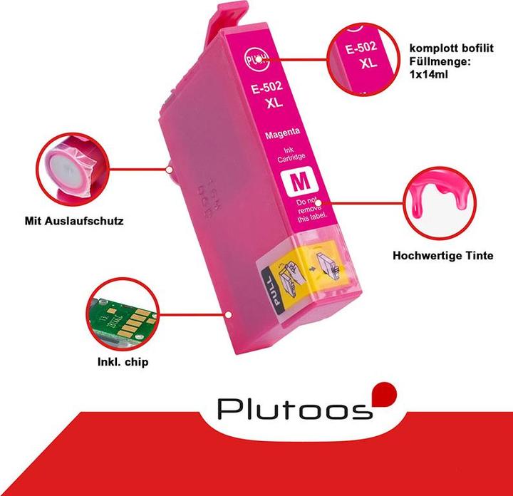 Produktbild Plutoos Epson 502XL Patrone XXL kompatibel, 4er Farbset (M, Y, C, BK)