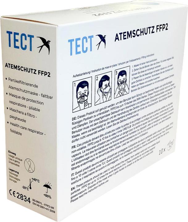 Actual product image Tect Foldable respirator FFP2 (FFP2, 10 x)