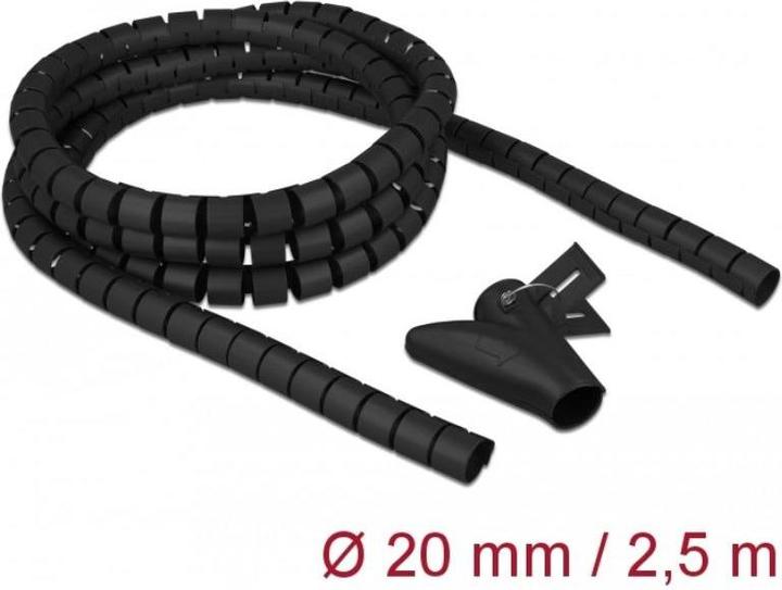 Produktbild Delock Spiralschlauch mit Einziehwerkzeug 2,5 m x 20 mm schwarz (Kabelspiralschlauch, 250 cm)