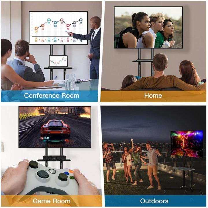 Produktbild Techly TV Trolley für LCD LED TV 37-70Zoll 93,98-177,8cm schwarz mit Ablage (Universal, 70", 50 kg)