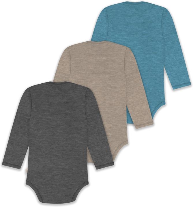 Actual product image Normani 3-pack baby merino bodysuit long sleeve "Auckland" - 9383 (56)