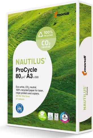 Produktbild Nautilus Papier recycelt 135 CIE A3 80 g/m² (80 g/m², 500 x)