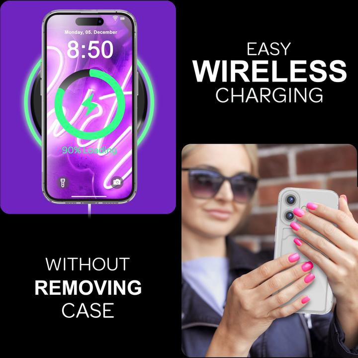 Produktbild Nalia Klar Transparente Neon Silikon Hülle Kartenhalter (Apple iPhone 16)