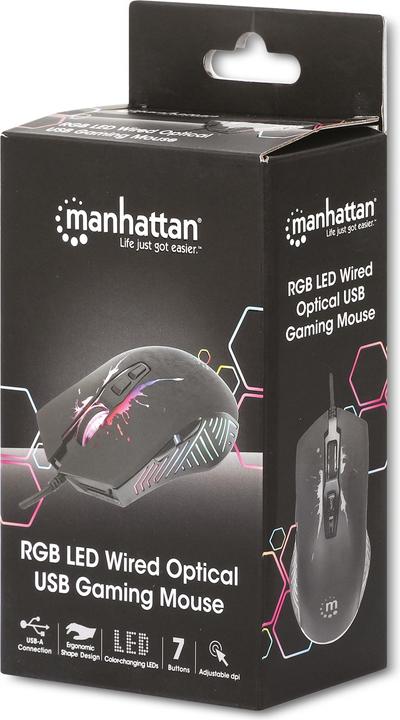 Actual product image Manhattan RGB LED Optical USB Gaming Mouse (Cable)