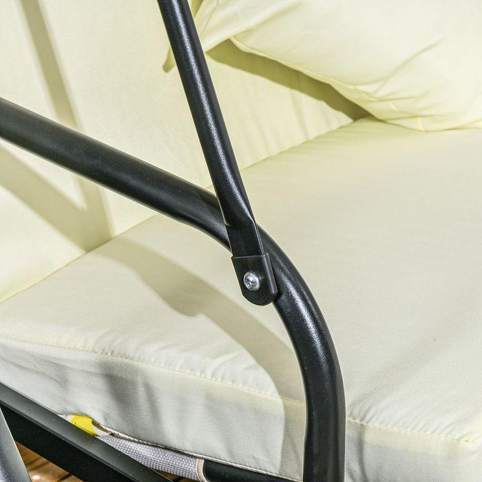 Actual product image Swisshandel24 2in1 Hollywoodschaukel, Liegefunktion 3-Sitzer, bis 240kg, 200x125x170 cm, Cremeweiss