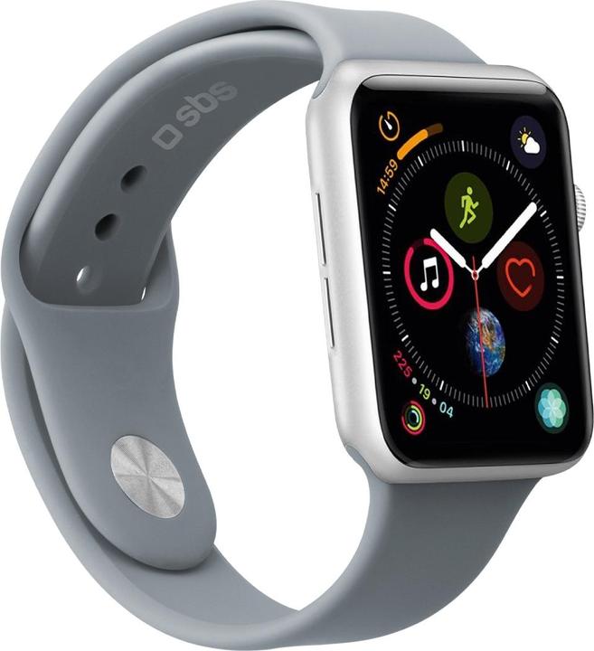 Produktbild SBS Armband für Apple Watch Series 3/4/5/6/7/SE 44mm Grösse M grau (44 mm, Silikon)