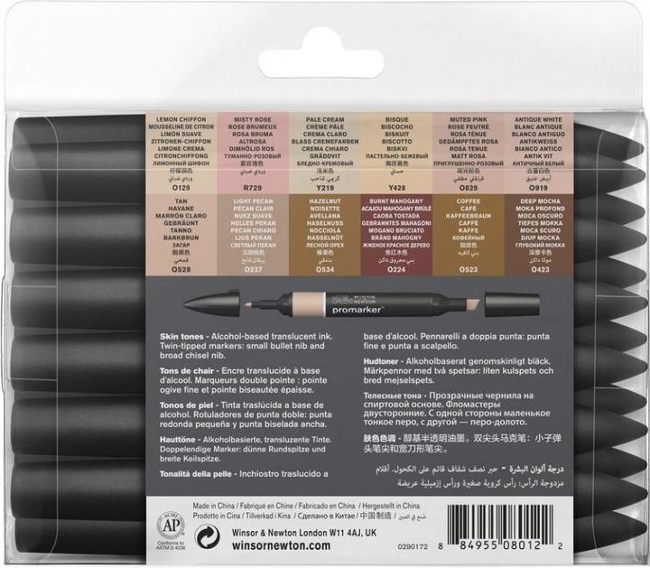 Produktbild Winsor & Newton Promarker skintones set 12+1pcs (Schwarz, 13 x)