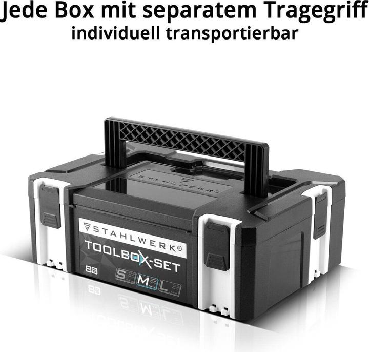 Actual product image Stahlwerk Toolbox size M 443 x 310 x 151 mm stackable system box with carrying handle (1 pieces)