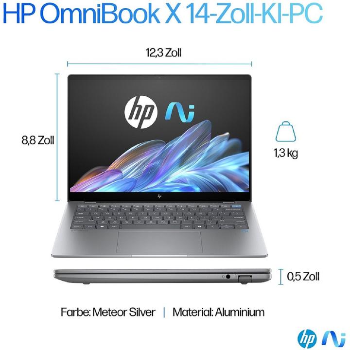 Produktbild HP OmniBook X AI 14-fe0165ng (14", Snapdragon X Elite X1E-78-100, 16 GB, 1000 GB, DE)