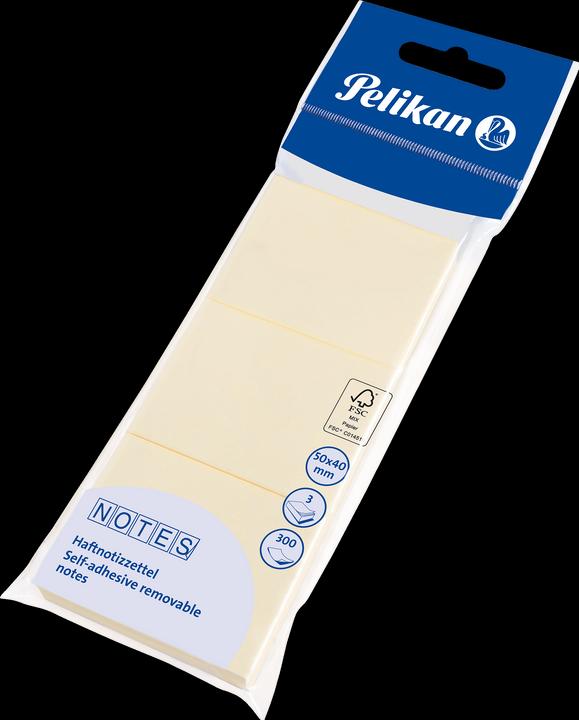 Actual product image Pelikan sticky notes 50 x 40 mm, yellow, 3x 100 sheets (5 x 4 cm)