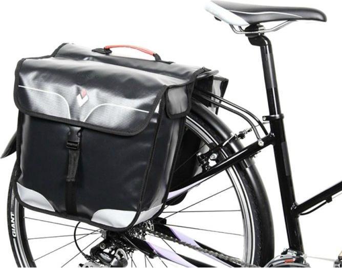Actual product image P2R waterproof double rigid bicycle rear bag with velcro fastening on luggage rack hapo-g (32 l, Luggage carrier bag)