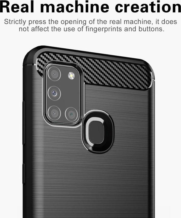 Produktbild Cadorabo TPU Ultra Slim carbon edelstahl Kombi Cover (Samsung Galaxy A21s)