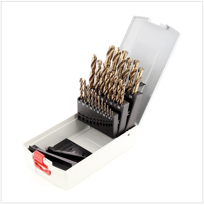 Actual product image Bosch Professional Zubehör PRO Stainless Steel HSS-Co twist drill set, 25 pcs. (1 mm, 1.5 mm, 2 mm, 2.5 mm, 3 mm, 3.5 mm, 4 mm, 4.5 mm, 5 mm, 5.5 mm, 6 mm, 6.5 mm, 7 mm, 7.5 mm, 8 mm, 8.5 mm, 9 mm, 9.5 mm, 10 mm, 10.5 mm, 11 mm, 11.5 mm, 12 mm, 12.5 mm, 13 mm)