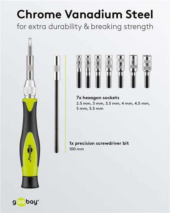 Produktbild Goobay Präzisionsschraubendreher-Set, 37-teilig, in Plastikbox (Torx (TX), Pozidriv-Kreuzschlitz (PZ), Phillipps-Kreuzschlitz (PH), Hex)