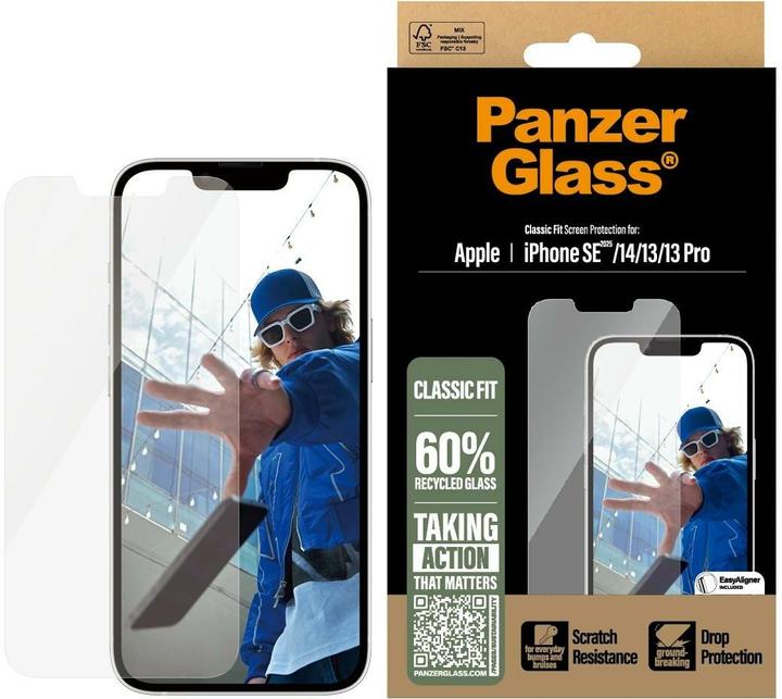 Produktbild PanzerGlass Screen Protector Classic Fit (1 Stück, Apple iPhone 16e, Apple iPhone 13, Apple iPhone 13 Pro, Apple iPhone 14)