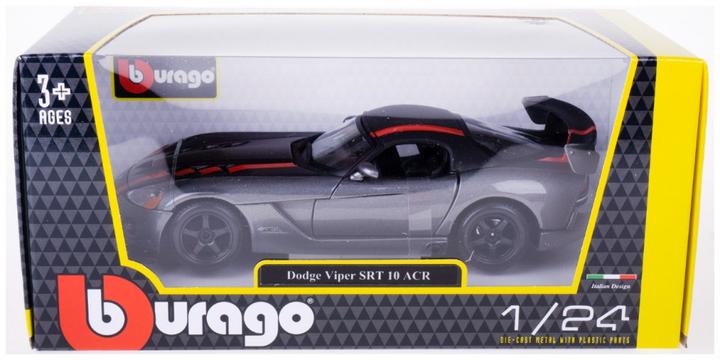 Actual product image Bburago 18/22114 Diecast 1:24 Official Dodge Viper SRT 10 ACR Gray with Red Details for 3+ Years (18