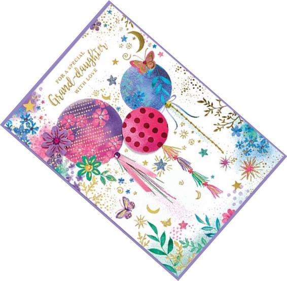 Actual product image Simon Elvin Grand Daughter Isabal Garden Balloons Greetings Card (Pack of 6) (6 pcs.)