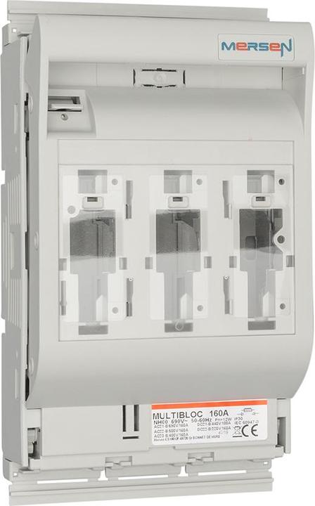 Mersen 2.030.000 MULTIBLOC 00.ST9 Gr.00 160A 3pin connection screws M8 (NH-DIN fuse, 160 A)