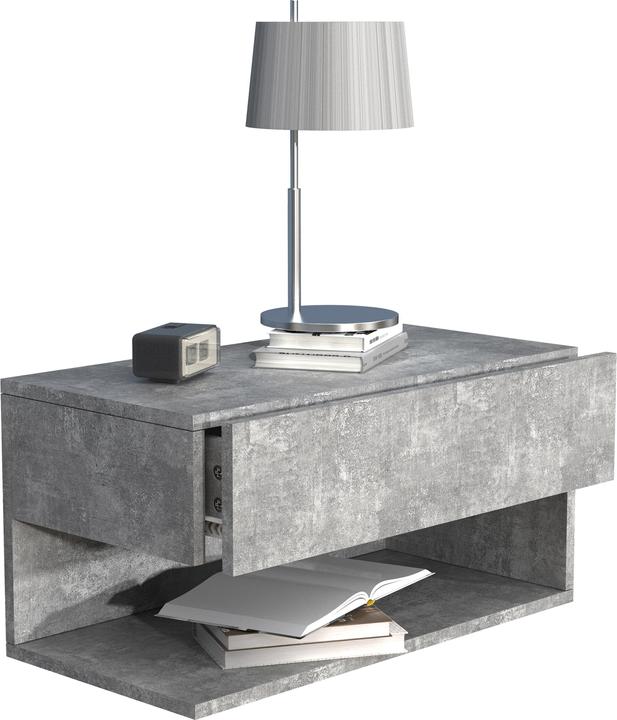 Immagine prodotto VCM Comodino con cassetto a muro in legno Comodino con cassetto a muro Consolle da letto Usal XL 60 cm (60 x 32 x 30 cm)
