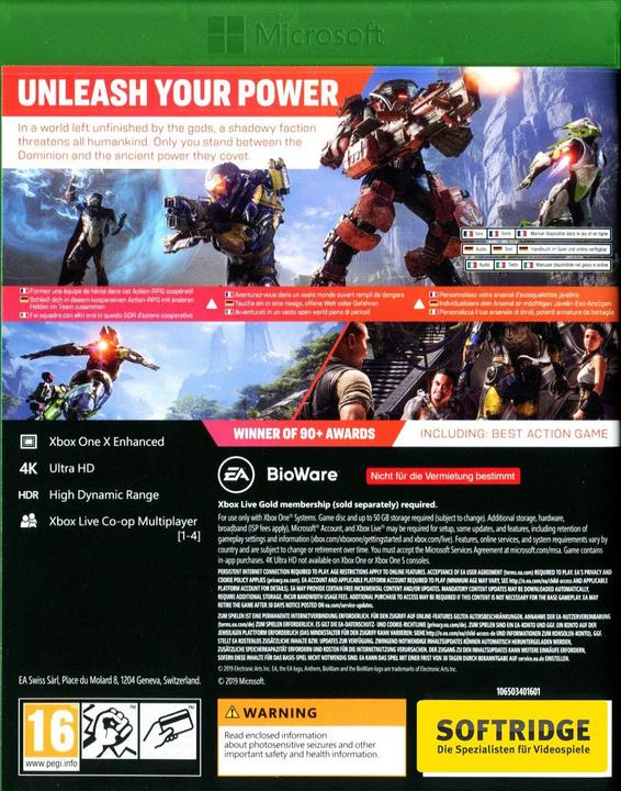 Actual product image Bioware Anthem (Xbox Series X, Xbox One X, Multilingual)