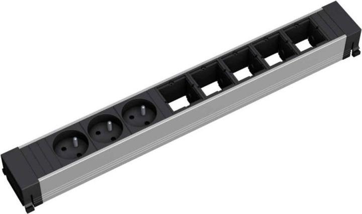 Actual product image Bachmann CONFERENCE - 3 AC outputs - Indoor - Type E - Aluminum - Black - 444 mm (3 x, CEE 7/5, CEE 7/3)