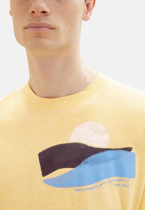 Image du produit Tom Tailor T-Shirt Gestreiftes Kurzarmshirt mit Rundhalsausschnitt und Foto-Print (XL)