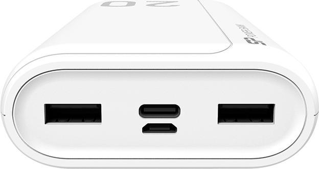 Actual product image Silicon Power GS15 Powerbank External battery 20000 mAh 2x USB 2.1A (SP20KMAPBKGS150W) Baltas (20000 mAh, 74 Wh)