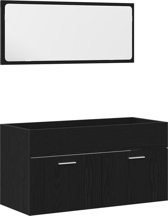 Immagine prodotto VidaXL Set di 2 mobili da bagno in rovere nero, legno ingegnerizzato e vetro