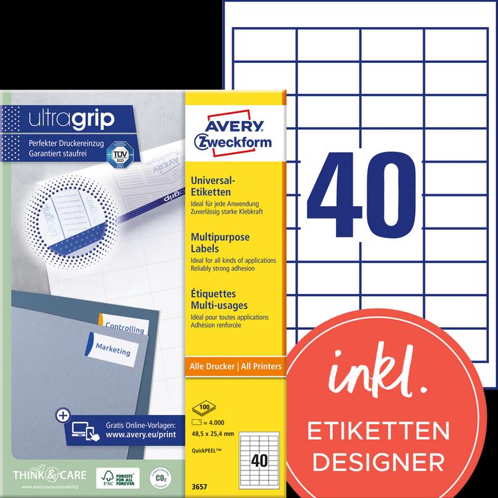Actual product image Avery Universal labels