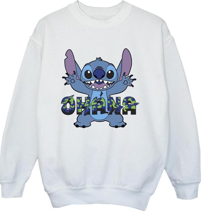 Disney Lilo And Stitch Ohana Blue Glitch Sweatshirt Jungen