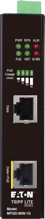 Actual product image Eaton Industrial Gigabit Ethernet PoE injector 90W PoE++ 802.3bt Midspan -40 to +75 DIN ra (UPOE, 90 W)