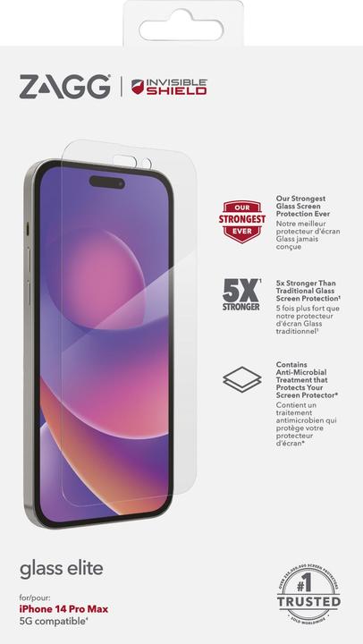 Produktbild Zagg InvisibleShield Glass Elite Screen Protector for iPhone 14 Pro Max (1 Stück, Apple iPhone 14 Pro Max)