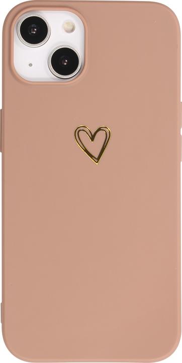 Produktbild PhoneLook Hülle Silikon matt Herzdesign gold (Apple iPhone 16 Plus)