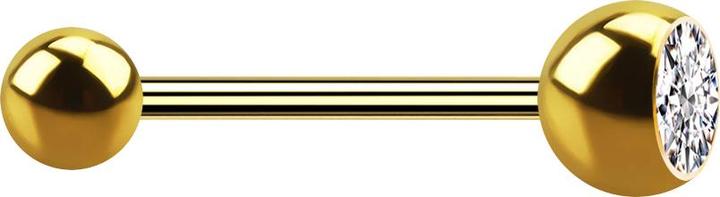 Actual product image Star Piercing Micro barbell gold-plated with ball and ball crystal silver (without brass, Surgical steel 316L)