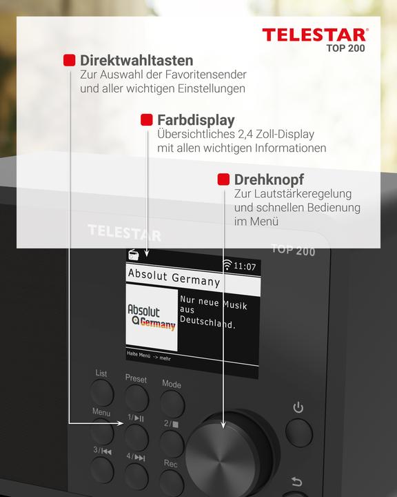 Actual product image Telestar Top 200 (Web radio, DAB+, FM, Wi-Fi, Bluetooth)