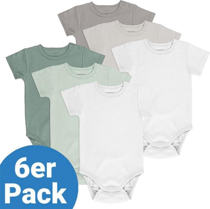 Produktbild La Loona LaLoona Baby-Bodys & Wickelbodys Baby Body Kurzarm OEKO-TEX® 6er Pack - Salbeigrün Grau (80)