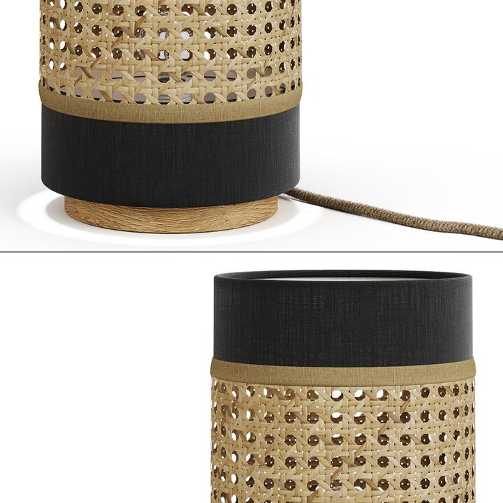 Image du produit Vicco Lampe de table Morten, Rotin/noir, 17,5 x 26,5 cm (E27)