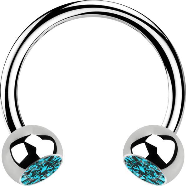 Produktbild Star Piercing Micro Circular Barbell silber mit zwei Kugeln Kristall aqua (Chirurgenstahl 316L, ohne Messing)