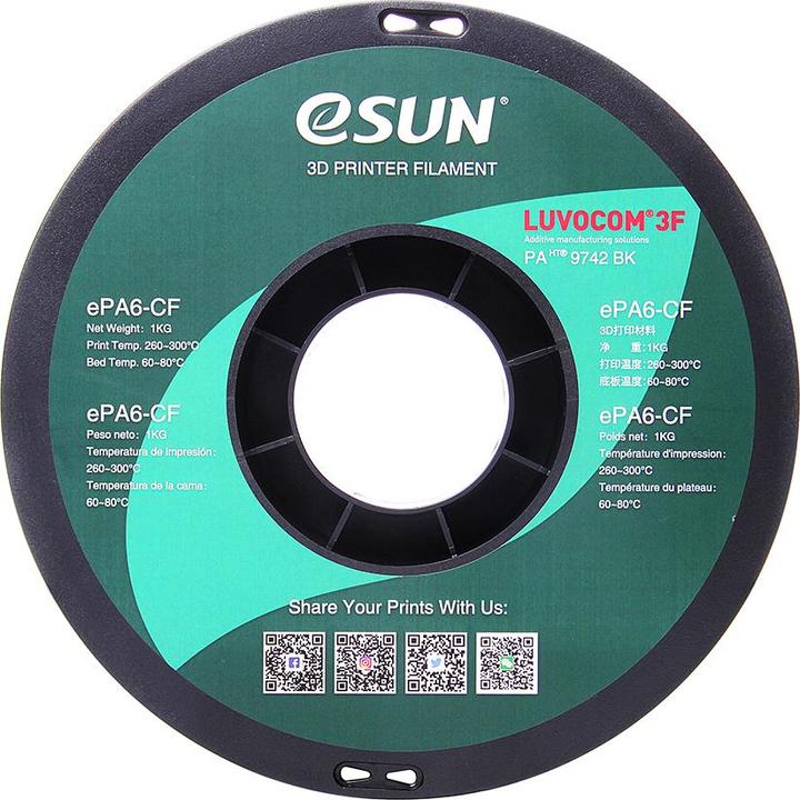 Produktbild eSUN ePAHT-CF Nylon Carbon Fiber Filament 1.75mm 0.75Kg (Nylon, 1.75 mm, 750 g, Schwarz)