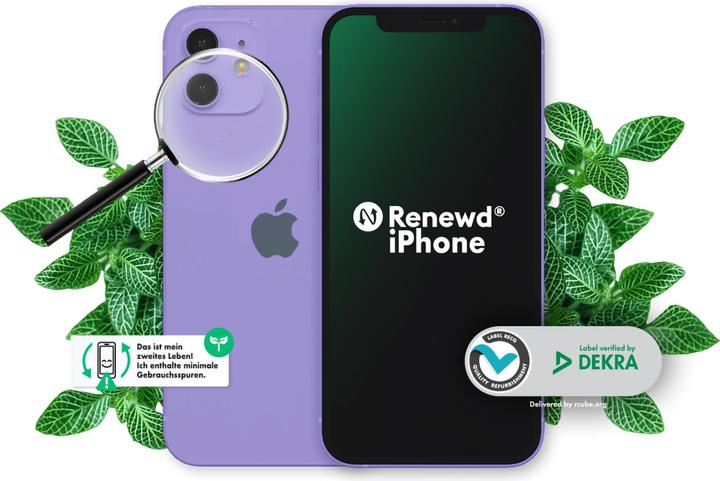 Actual product image Renewd iPhone 12 Mini (64 GB, Lilac, 5.40", 12 Mpx, Dual SIM, A / Like new)