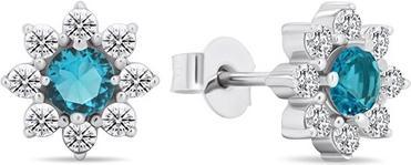 Brilio Silver - Decent silver earrings with cubic zirconia Flowers EA577WAQ