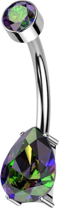 Produktbild Star Piercing Banane Innengewinde silber Zylinder Kristall dunkel multicolor Kristalltropfen dunkel multicolor (Titan G23, ohne Messing)