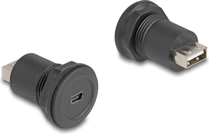 Produktbild Delock USB 2.0 Typ Mini-B zu USB 2.0 Typ-A Einbaubuchse schwarz (USB-A, 4.10 cm)
