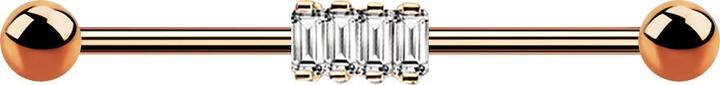 Produktbild Star Piercing Barbell rosegold mit vier quadratischen Kristallen (Messing, Chirurgenstahl 316L)