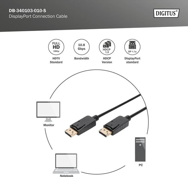 Produktbild Digitus DisplayPort — DisplayPort (1 m, DisplayPort)