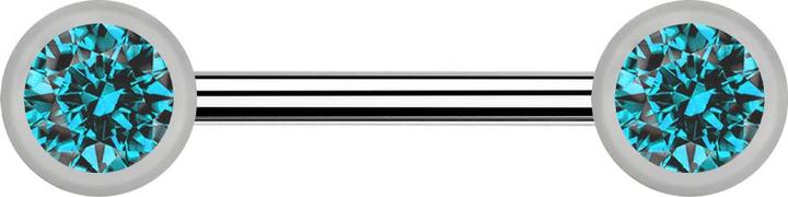 Actual product image Star Piercing Barbell internal thread silver with two ball front crystal aqua (Titanium G23)