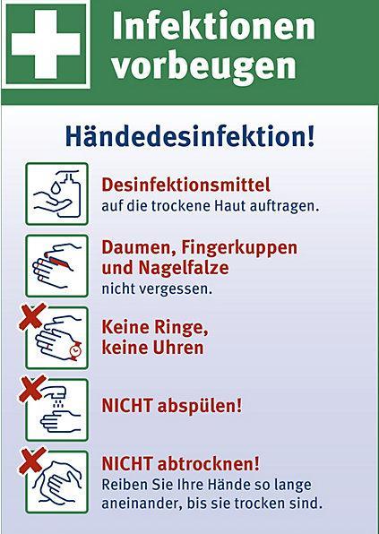 Immagine prodotto Marahrens Cartello di salvataggio, VE 10 pz, prevenire le infezioni: disinfezione delle mani!, 148x210mm
