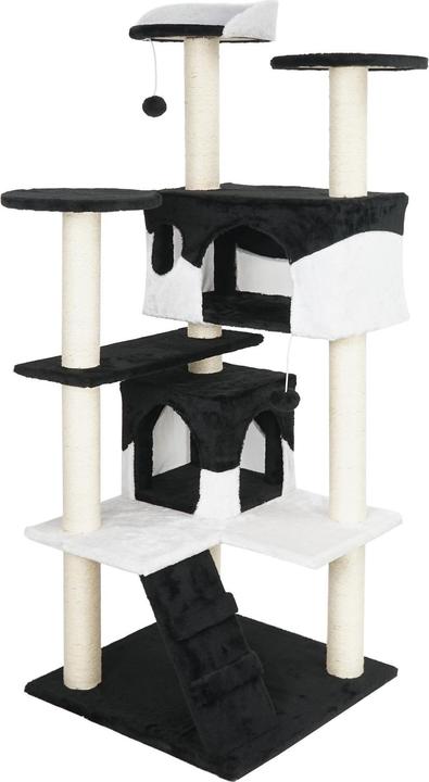 Produktbild Wiltec Kratzbaum Schwarz/Weiss 130cm Katzenkratzbaum Katzenbaum Kletterbaum Katze (130 cm, Schwarz, Weiss)